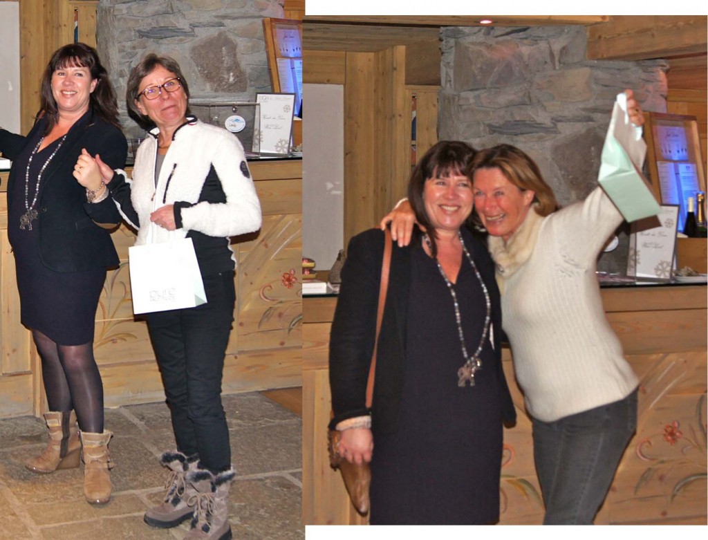 Des produits de beauté offerts par Sabine et Jean-Charles Belle pour Véronique Harlay et Carine Huysmans.