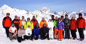 Pause au sommet du télésiège du Fort, face au Mont-Blanc